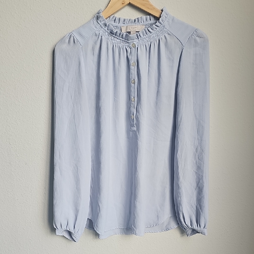 LOFT Soft Blue Button-Up Blouse